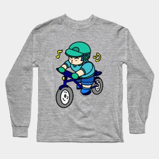 Cute cartoon boy cycling Long Sleeve T-Shirt